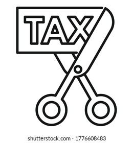 Scissors cut tax icon. Outline scissors cut tax vector icon for web design isolated on white background