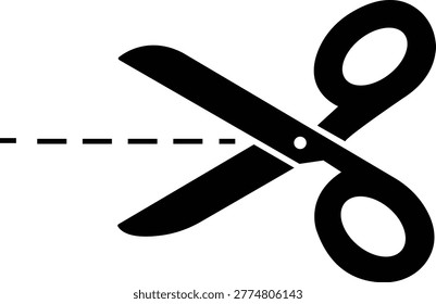 Scissors cut tool icon cutting snip trim symbols, craft sewing office stationery elements, black flat and line style vector illustration isolated transparent background