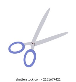 Scissors, cut tool with open metal steel shears and handle, top view. Sharp stationery icon. Flat graphic vector illustration isolated on white background