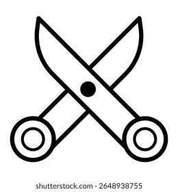Scissors cut tool sharp blade open close icon outline design for education fashion office salon symbol vector illustration set.