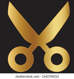 scissors cut web symbol in golden gradient on black background