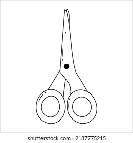 Scissors in a cute doodle style isolated on a white background. Vector element in black line