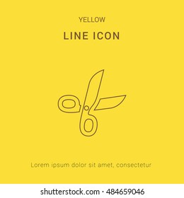 Scissors Cute yellow thin line icon / logo Design