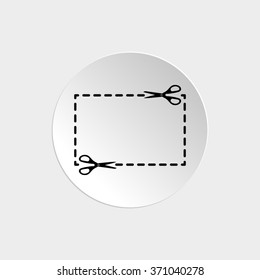 Scissors with cutline  - black vector icon
