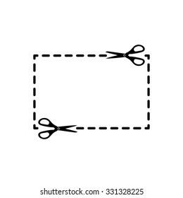 Scissors with cutline - vector icon