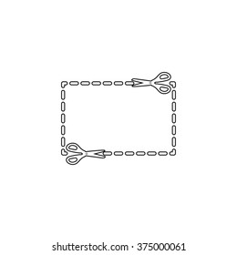 Scissors with cutline  - vector icon