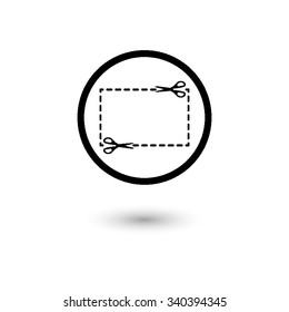 Scissors with cutline - vector icon with shadow