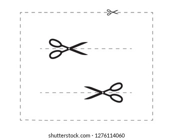 Scissors cutout line. Cut her vector form