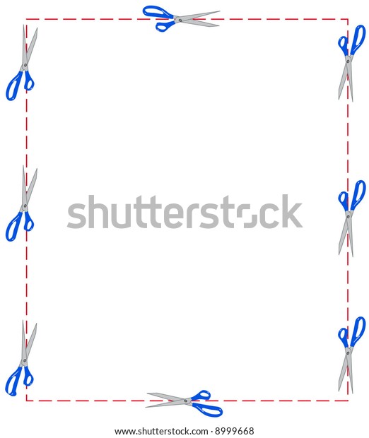 Download Scissors Cutting Around Dotted Line Border Stock Vector ...