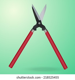 scissors for cutting bushes, pruning shear - vector illustration