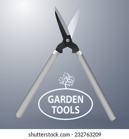 scissors for cutting bushes, pruning shear - vector illustration