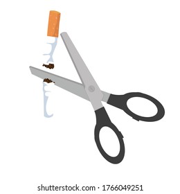 Scissors cutting a cigarrette vector illustration