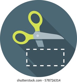 Scissors Cutting Coupon Icon On Background