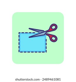 Scissors cutting coupon line icon. Discount, sale, patch. Shopping concept. Vector illustration can be used for topics like retail, craft, commerce
