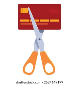 Scissors cutting a credit card, representing cutting expenses, financial responsibility, and achieving debt freedom