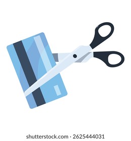 Scissors cutting a credit card, representing debt management, financial freedom, and consumer choices