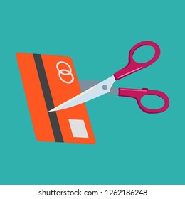 scissors cutting credit card vector icon illustration