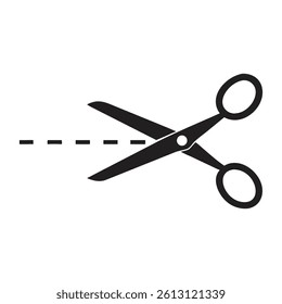 Scissors Cutting Dashed Line Vector Icon