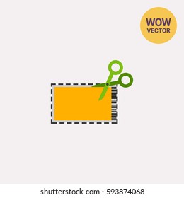Scissors cutting discount coupon icon