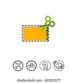 Scissors cutting discount coupon icon