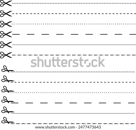 scissors cutting dotted line design vector illustration isolated white background