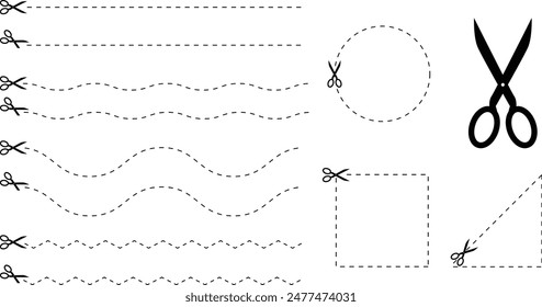 scissors cutting dotted line icon design vector illustration isolated white background