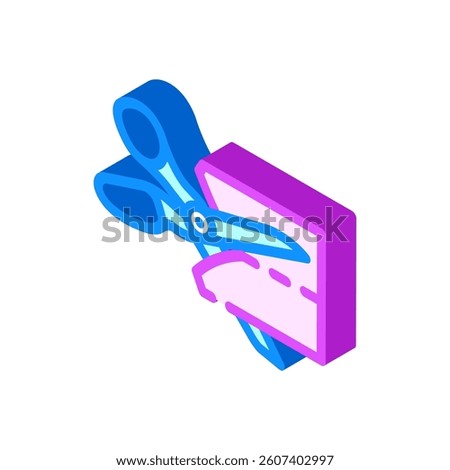 scissors cutting fabric thrift driven fashion isometric icon vector. scissors cutting fabric thrift driven fashion sign. isolated symbol illustration