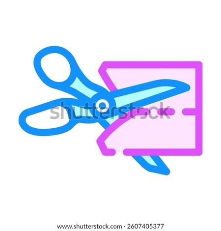 scissors cutting fabric thrift driven fashion color icon vector. scissors cutting fabric thrift driven fashion sign. isolated symbol illustration