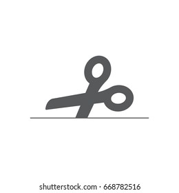 Scissors cutting. Flat design vector. Isolated icon.