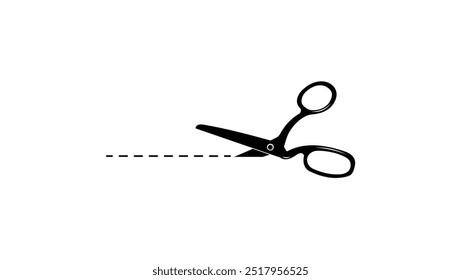 scissors with cutting guides, black isolated silhouette