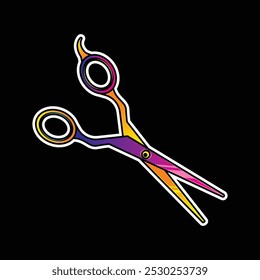 Tijeras para cortar el cabello. Ilustración vectorial original en estilo vintage. Dibujado a mano, no AI