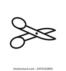 Icono de tijeras Icono de corte Línea negra Logo de Vector