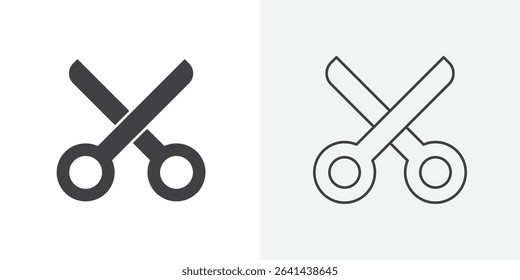 Scissors cutting icon Line graphics illustration