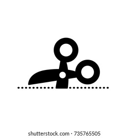 Scissors cutting icon on dotted line