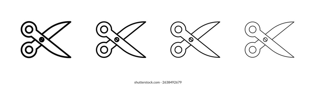 Scissors cutting icon Outline sign symbol set
