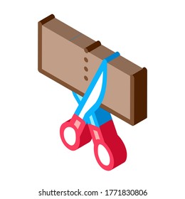 Scissors Cutting Icon Vector. Isometric Scissors Cutting sign. color isolated symbol illustration