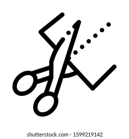 Scissors Cutting Icon Vector. Outline Scissors Cutting Sign. Isolated Contour Symbol Illustration