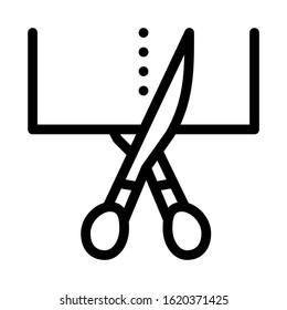 Scissors Cutting Icon Vector. Outline Scissors Cutting Sign. Isolated Contour Symbol Illustration