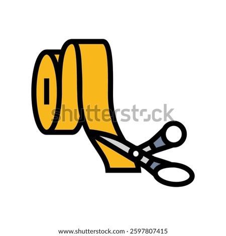 scissors cutting kinesio tape color icon vector. scissors cutting kinesio tape sign. isolated symbol illustration