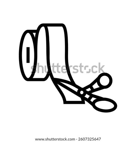 scissors cutting kinesio tape line icon vector. scissors cutting kinesio tape sign. isolated contour symbol black illustration