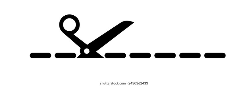 Scissors cutting line black color