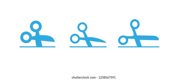 Scissors cutting line, coupon cut symbol, scissor shape vector icon.