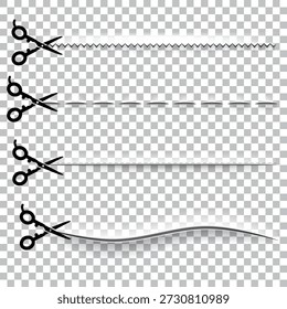 Scheren Schnittlinie Icons Collection - Vektorgrafiken von Scheren Schneiden gestrichelte Linien in verschiedenen Stilen