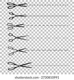 Scheren Schnittlinie Icons Collection - Vektorgrafiken von Scheren Schneiden gestrichelte Linien in verschiedenen Stilen