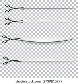 Scheren Schnittlinie Icons Collection - Vektorgrafiken von Scheren Schneiden gestrichelte Linien in verschiedenen Stilen