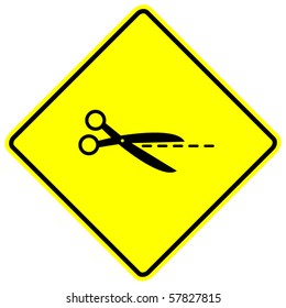 tijeras cortando el signo de la línea