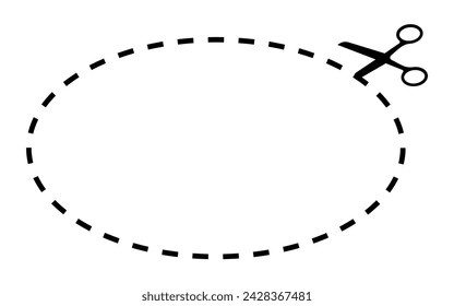 Scissors cutting lines ellipse shape