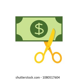 Scissors cutting money