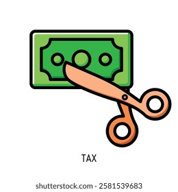 Scissors cutting a money bill symbolizes tax reduction or savings Perfect for financial blogs websites and presentations