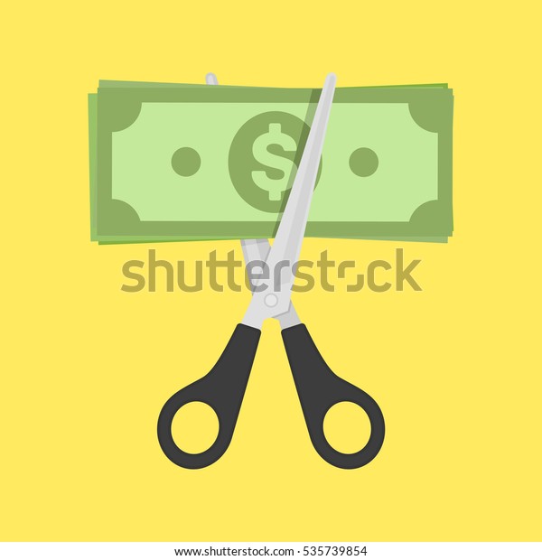 Scissors Cutting Money Bill Vector Illustration Stock Vector (Royalty ...